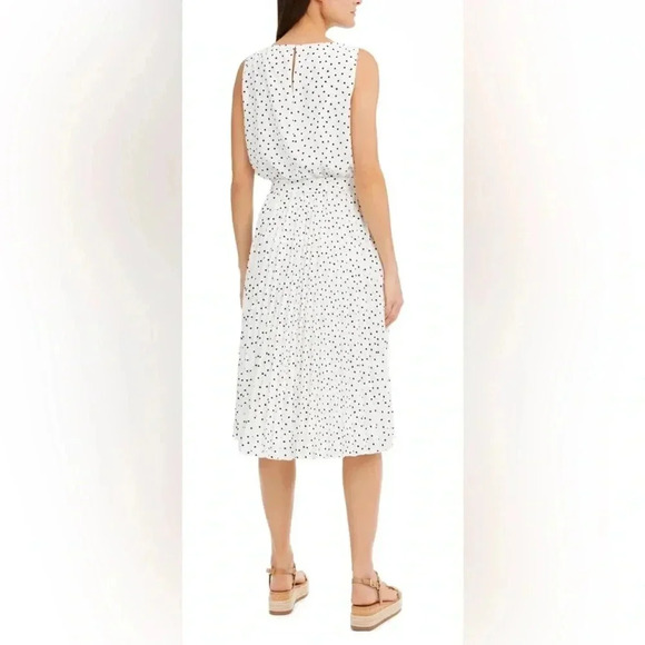 Inc Polka-Dot Pleated Chiffon MIDI Dress Size 4 - Picture 3 of 6